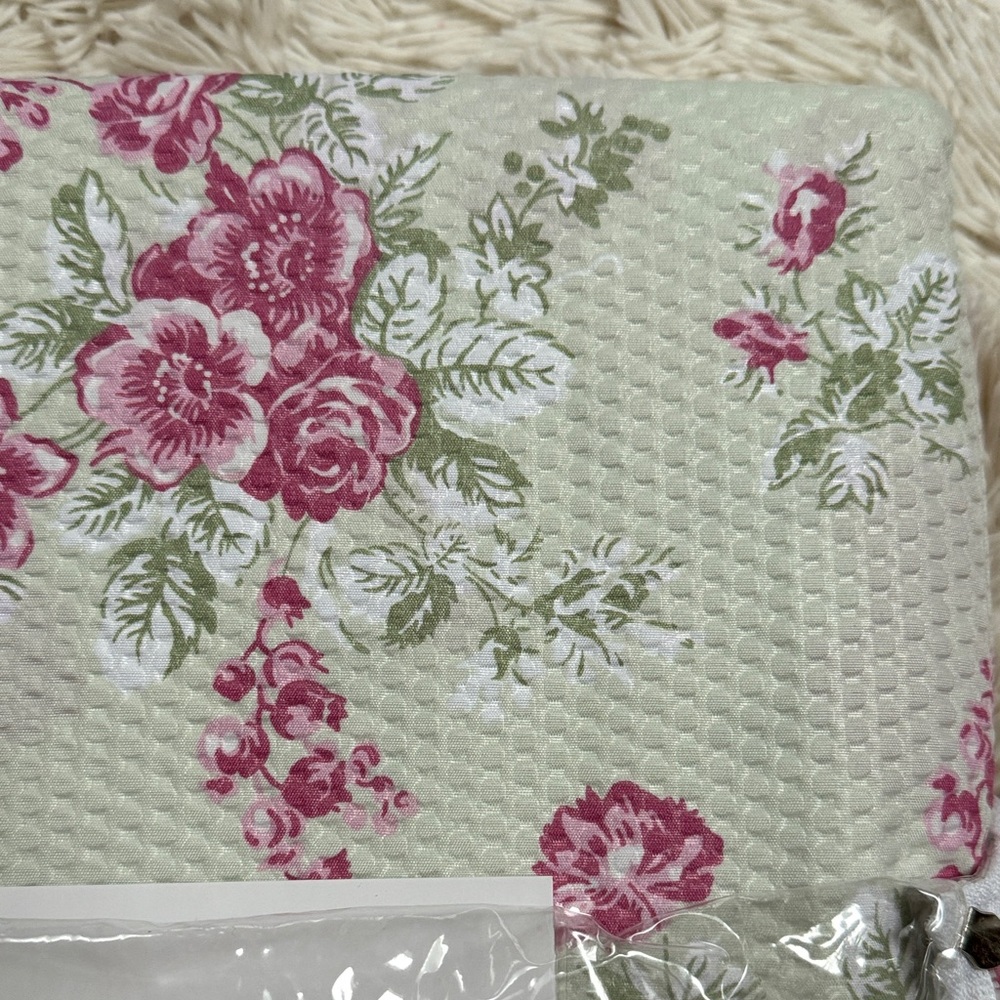 πHPπ Shabby Chic Rose Pattern King Bedspread π Green & Pink - Picture 5 of 12
